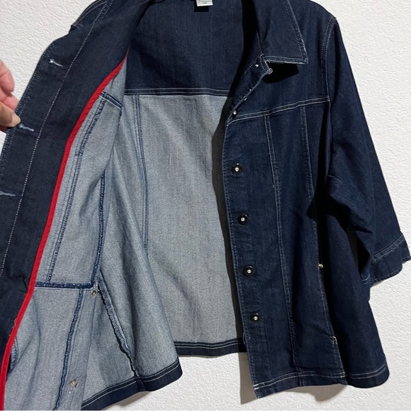 Alia Dark Wash Denim Comfort Stretch Jean Jacket 18W - Picture 4 of 9